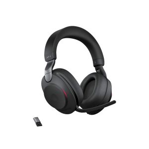 jabra evolve2 85 uc wireless bluetooth headset with anc, 10 mic technology, usb a link380 adapter, 37 hours battery, stereo over ear headphones for zoom, microsoft teams & office calls, black